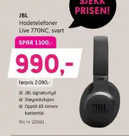 ELON JBL Hodetelefoner Live 770NC, svart, NOK 990 tilbud