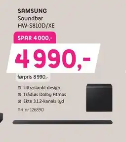 ELON SAMSUNG Soundbar HW-S810D/XE, NOK 4990 tilbud