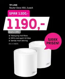 ELON TP-LINK. Router Deco X50, 2-pack., NOK 1190 tilbud
