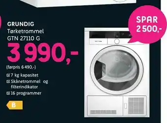 ELON Grundig Tørketrommel GTN 27110 G tilbud