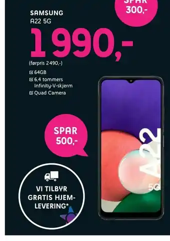 ELON SAMSUNG A22 5G tilbud