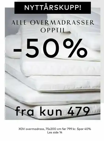 Skeidar XOV overmadrass, 75x200 cm tilbud