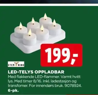 jem & fix Stem ning led-telys oppladbar tilbud