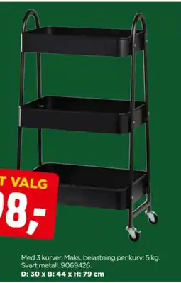 jem & fix Med 3 kurver. Maks. belastning per kurv: 5 kg. Svart metall. 9069426. tilbud