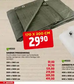 jem & fix Garden grønn presenning tilbud