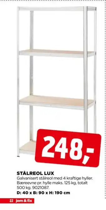 jem & fix Stålreol lux tilbud