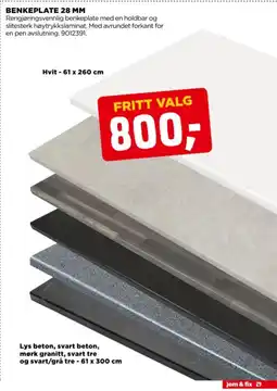 jem & fix Benkeplate 28 mm tilbud