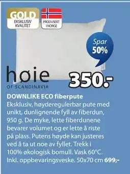 JYSK DOWNLIKE ECO fiberpute, NOK 350 tilbud