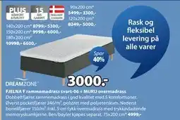 JYSK FJELNA F rammemadrass svart-06 + MURU overmadrass tilbud