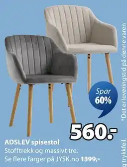 JYSK ADSLEV spisestol, NOK 560 tilbud