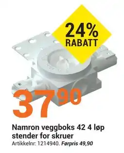 Elektroimportøren Namron veggboks 42 4 løp stender for skruer, NOK 37.9 tilbud
