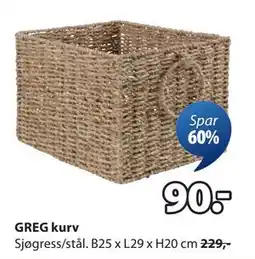 JYSK GREG kurv, NOK 90 tilbud