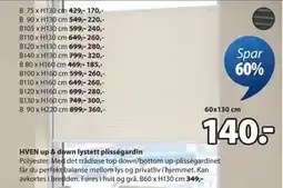 JYSK HVEN up & down lystett plisségardin tilbud