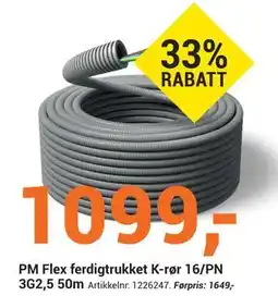Elektroimportøren PM Flex ferdigtrukket K-rør 16/PN 3G2,5 50m, NOK 1099 tilbud