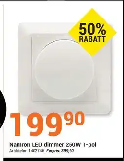 Elektroimportøren Namron LED dimmer 250W 1-pol, NOK 199.9 tilbud