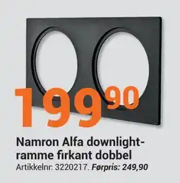Elektroimportøren Namron Alfa downlightramme firkant dobbel, NOK 199.9 tilbud