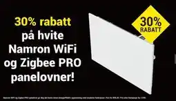 Elektroimportøren 30% rabatt på hvite Namron WiFi og Zigbee PRO panelovner! tilbud