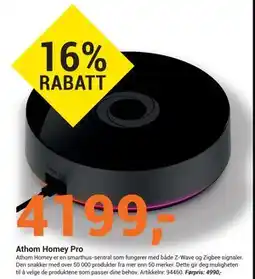 Elektroimportøren Athom Homey Pro, NOK 4199 tilbud