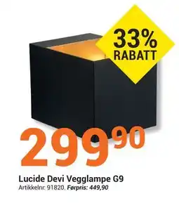 Elektroimportøren Lucide Devi Vegglampe G9, NOK 299.9 tilbud