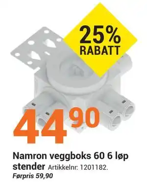 Elektroimportøren Namron veggboks 60 6 løp stender, NOK 44.9 tilbud