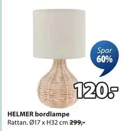 JYSK HELMER bordlampe, NOK 120 tilbud