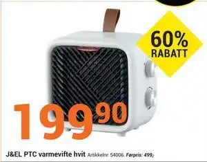 Elektroimportøren J&EL PTC varmevifte hvit, NOK 199.9 tilbud