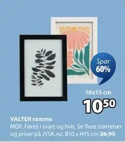 JYSK VALTER ramme, NOK 10.5 tilbud