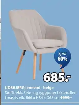 JYSK UDSBJERG lenestol - beige, NOK 685 tilbud