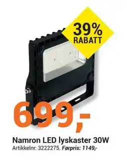 Elektroimportøren Namron LED lyskaster 30W, NOK 699 tilbud