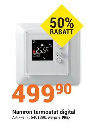 Elektroimportøren Namron termostat digital, NOK 499.9 tilbud