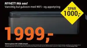 Elektroimportøren Vanvittig kul gulvovn med WiFi- og appstyring, NOK 1999 tilbud