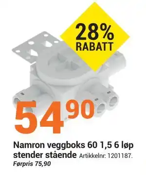 Elektroimportøren Namron veggboks 60 1,5 6 løp stender stående, NOK 54.9 tilbud