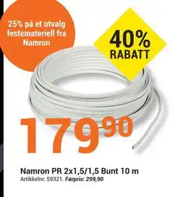 Elektroimportøren Namron PR 2x1,5/1,5 Bunt 10 m, NOK 179.9 tilbud