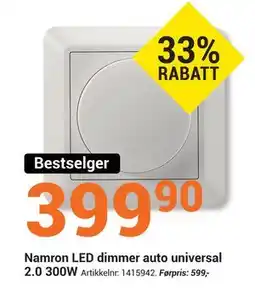 Elektroimportøren Namron LED dimmer auto universal 2.0 300W, NOK 399.9 tilbud