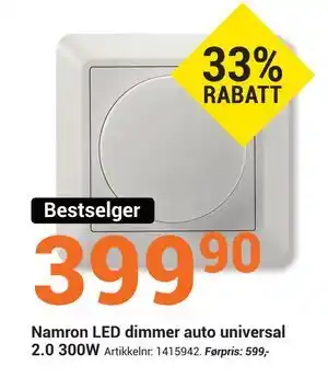 Elektroimportøren Namron LED dimmer auto universal 2.0 300W, NOK 399.9 tilbud