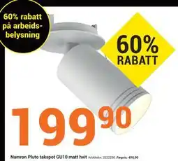 Elektroimportøren Namron Pluto takspot GU10 matt hvit., NOK 199.9 tilbud