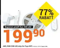 Elektroimportøren J&EL RGB COB LED strip 3m Tuya WiFi, NOK 199.9 tilbud