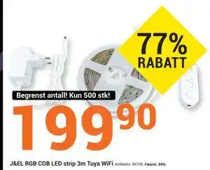 Elektroimportøren J&EL RGB COB LED strip 3m Tuya WiFi, NOK 199.9 tilbud