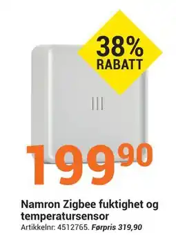 Elektroimportøren Namron Zigbee fuktighet og temperatursensor, NOK 199.9 tilbud