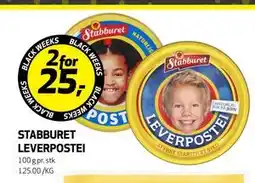 Bunnpris Stabburet Leverpostei, NOK 25 tilbud