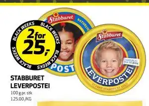 Bunnpris Stabburet Leverpostei, NOK 25 tilbud