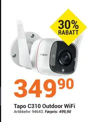 Elektroimportøren Tapo C310 Outdoor WiFi, NOK 349.9 tilbud