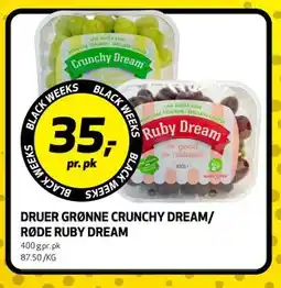 Bunnpris DRUER GRØNNE CRUNCHY DREAM/ RØDE RUBY DREAM, NOK 35 tilbud