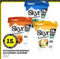 Bunnpris Skyr Banan & Pasjonsfrukt, Salt Karamell og Blåbær, NOK 15 tilbud