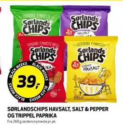 Bunnpris SØRLANDSCHIPS HAVSALT, SALT & PEPPER OG TRIPPEL PAPRIKA, NOK 39 tilbud