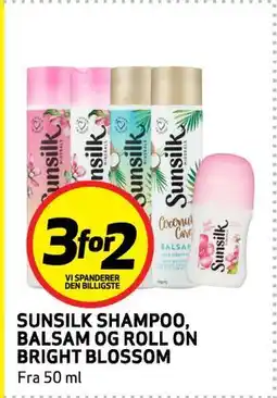 Bunnpris SUNSILK SHAMPOO, BALSAM OG ROLL ON BRIGHT BLOSSOM tilbud