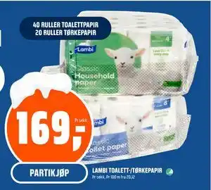 LAMBI TOALETT-/TØRKEPAPIR, NOK 169