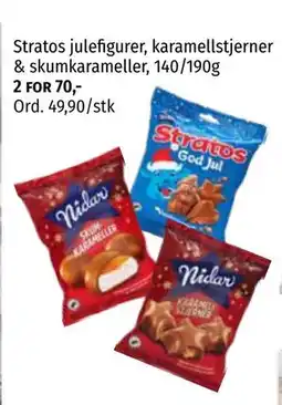 Nille Stratos julefigurer, karamellstjerner & skumkarameller, 140/190g, NOK 70 tilbud