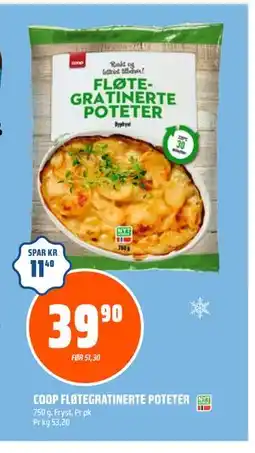 Coop Obs COOP FLØTEGRATINERTE POTETER, NOK 39.9 tilbud