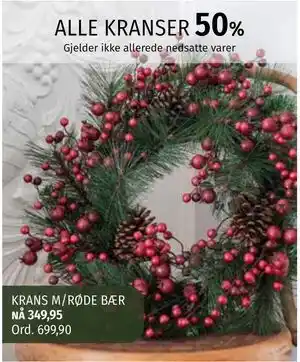 Nille KRANS M/RØDE BÆR, NOK 349.95 tilbud